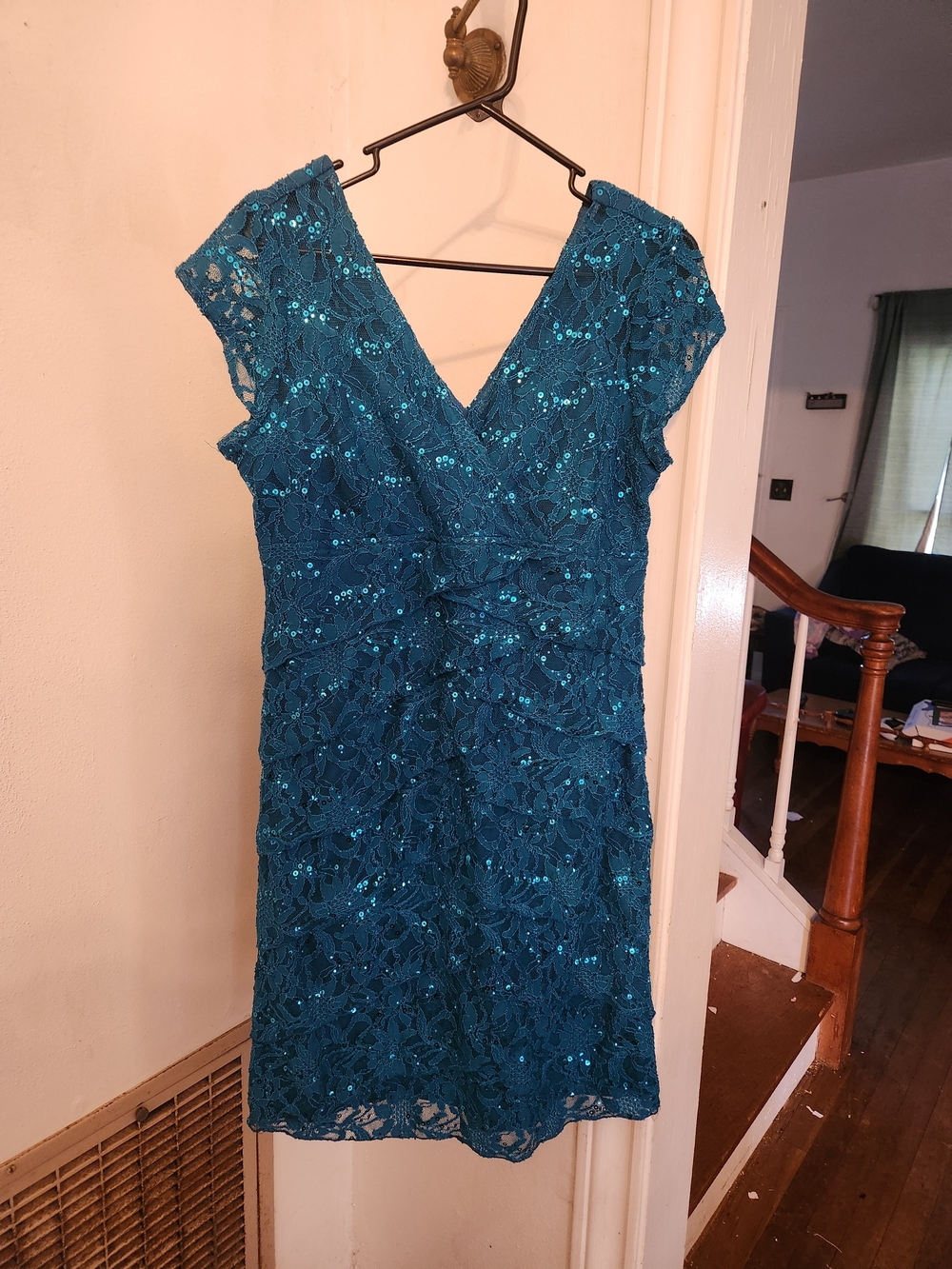 Scarlett Nite Teal Lace Sequin Midi Dress